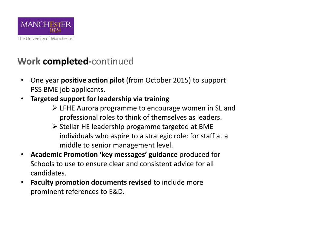 work completed continued