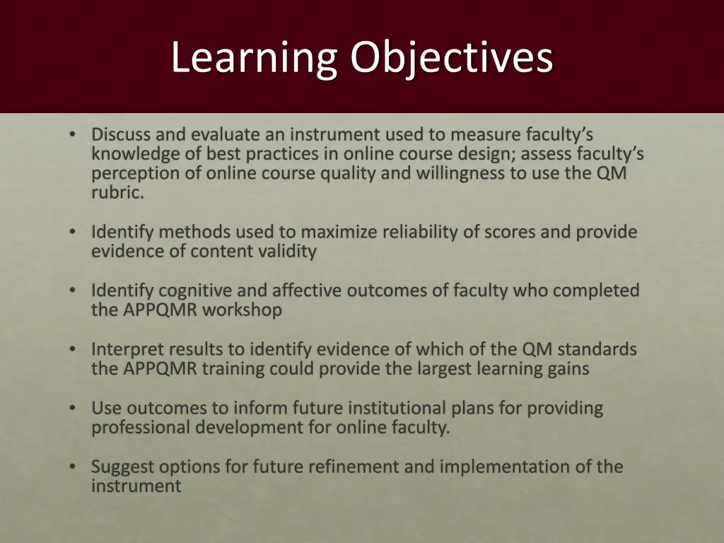 learning objectives