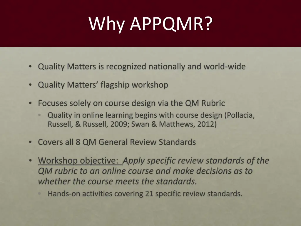 why appqmr