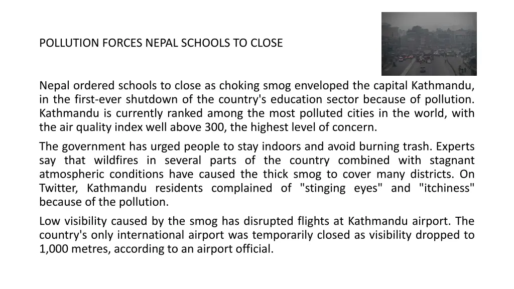 pollution forces nepal schools to close