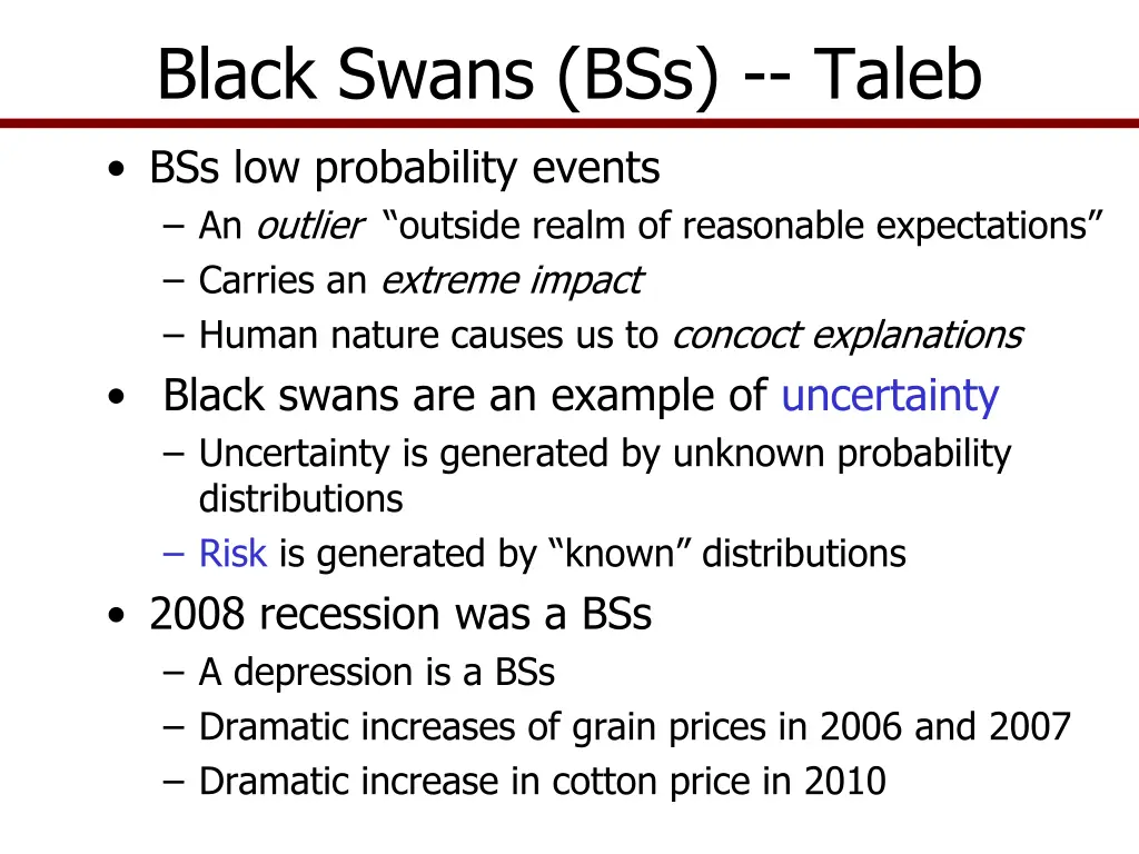 black swans bss taleb