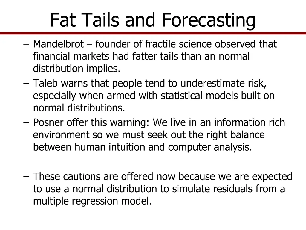 fat tails and forecasting