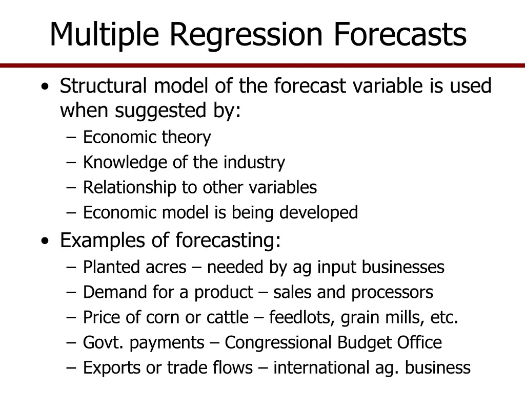 multiple regression forecasts 1