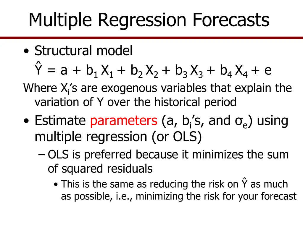 multiple regression forecasts 2