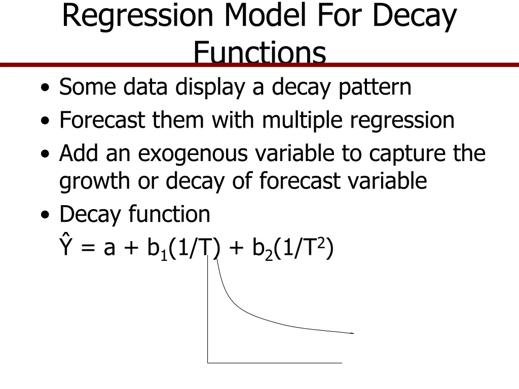 regression model for decay functions some data