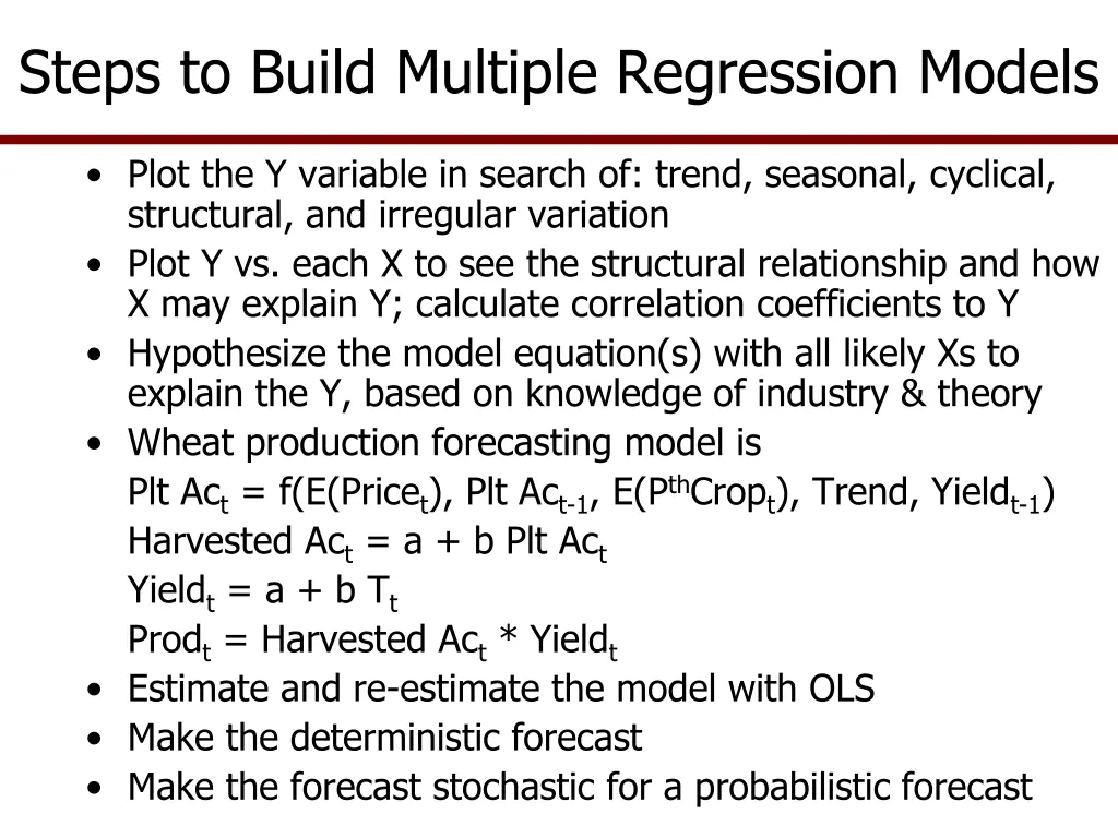steps to build multiple regression models