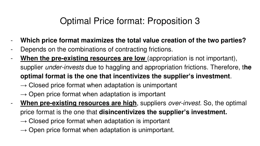 optimal price format proposition 3