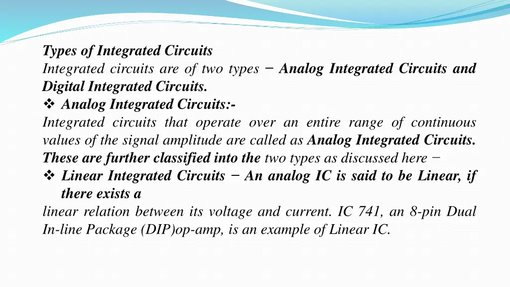 types of integrated circuits integrated circuits