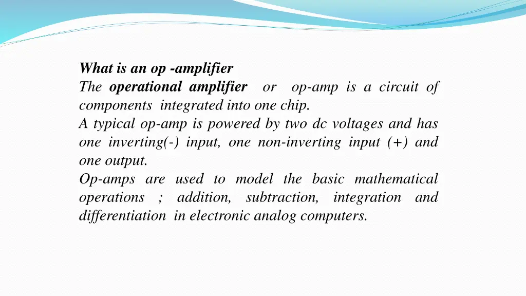 what is an op amplifier the operational amplifier
