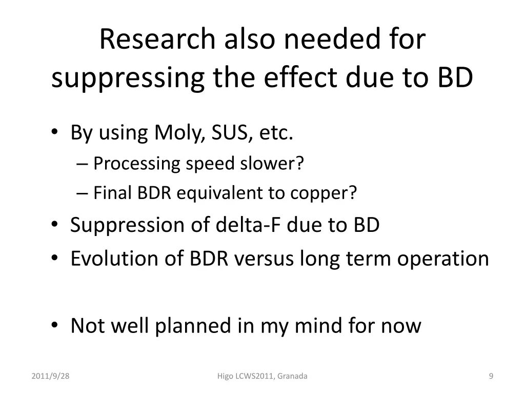 research also needed for suppressing the effect