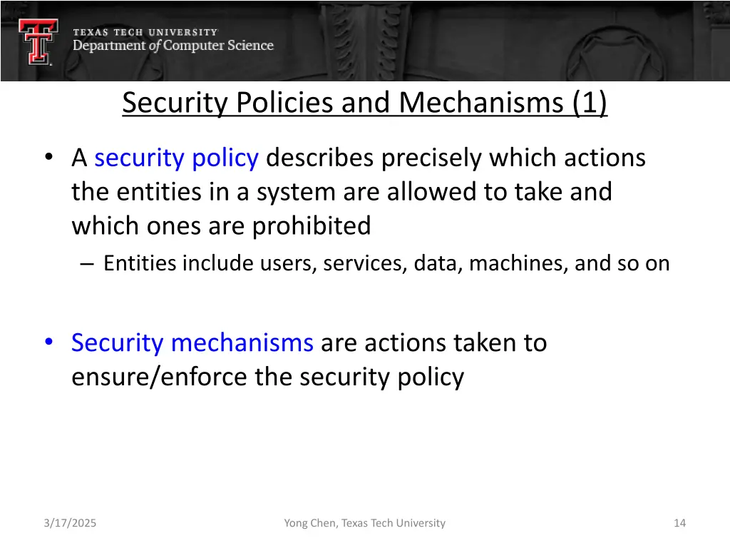 security policies and mechanisms 1