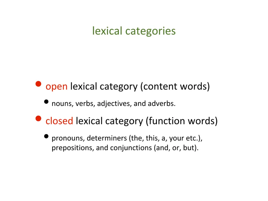 lexical categories