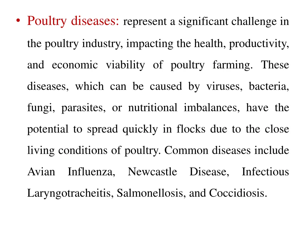poultry diseases represent a significant
