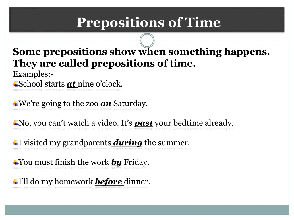 prepositions of time