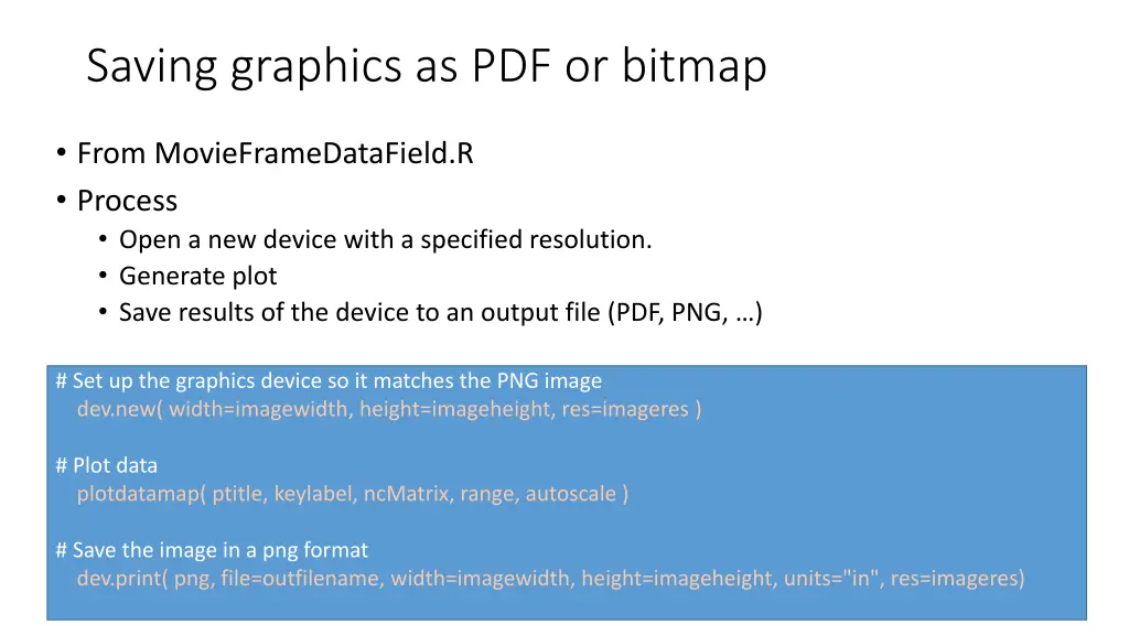 saving graphics as pdf or bitmap