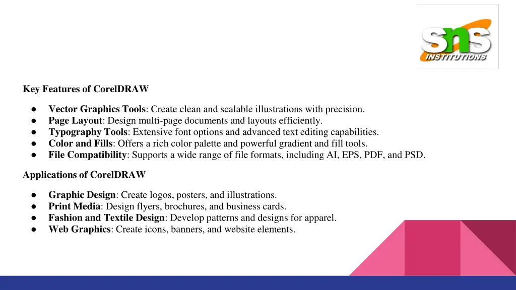 key features of coreldraw