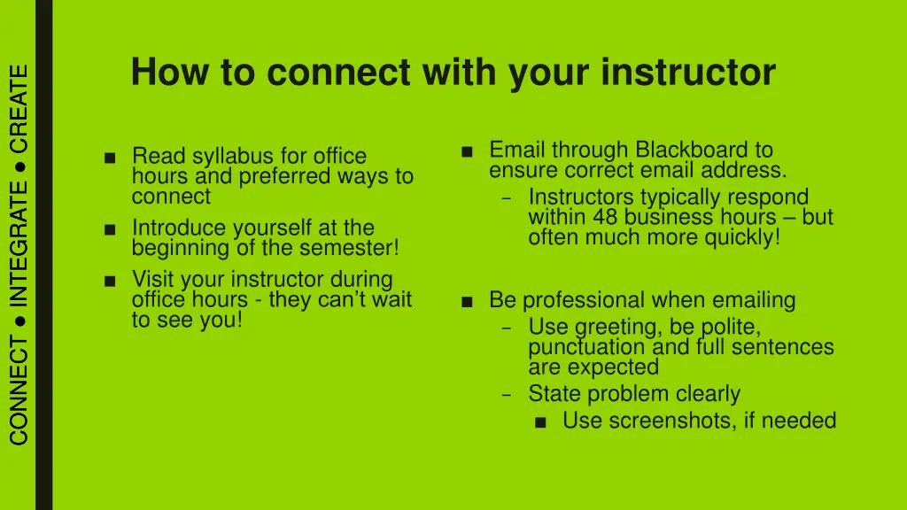 how to connect with your instructor