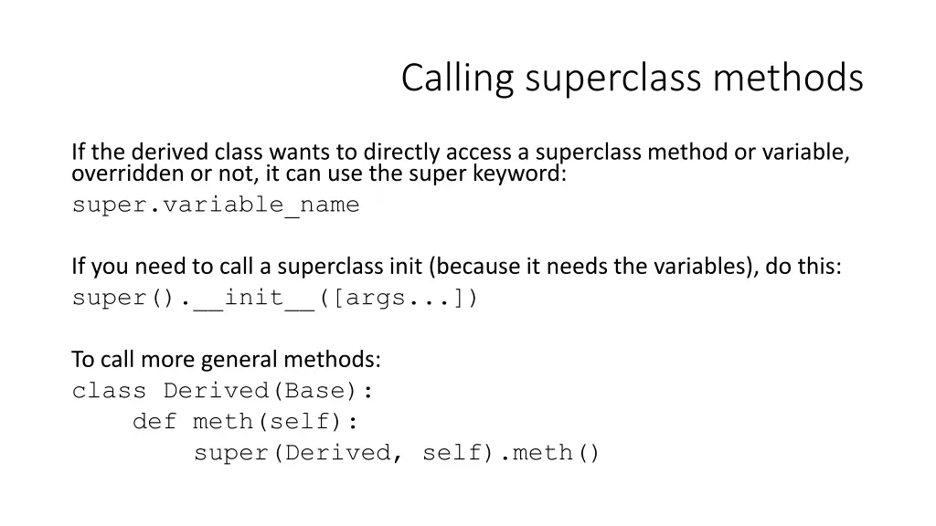 calling superclass methods