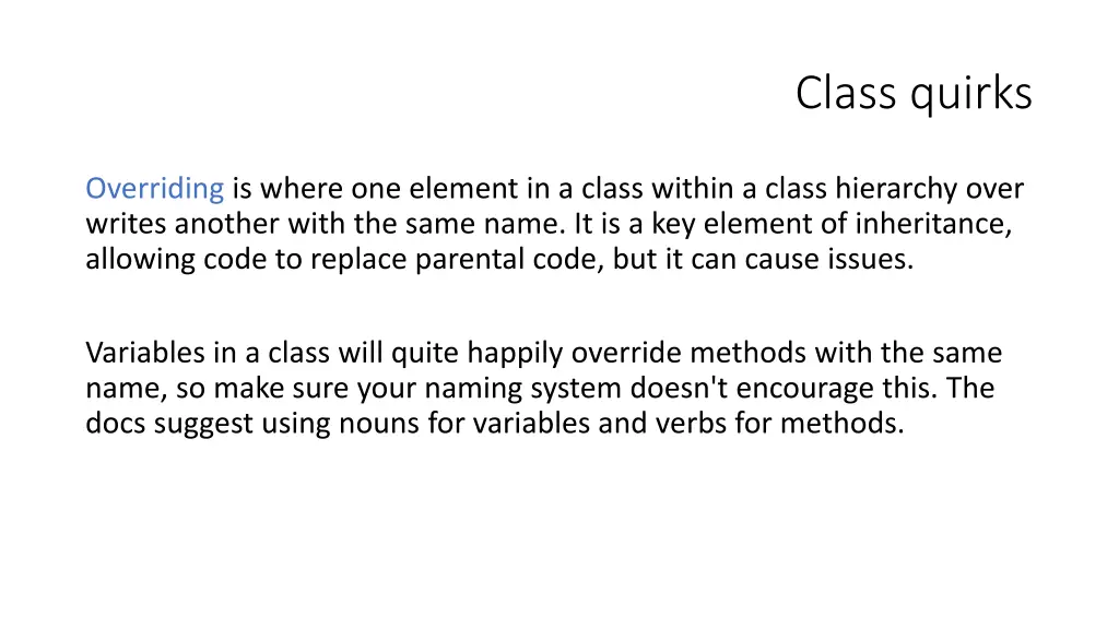 class quirks