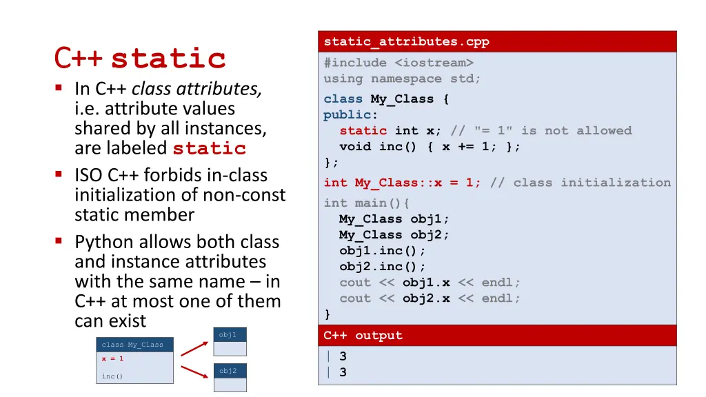 static attributes cpp include iostream using