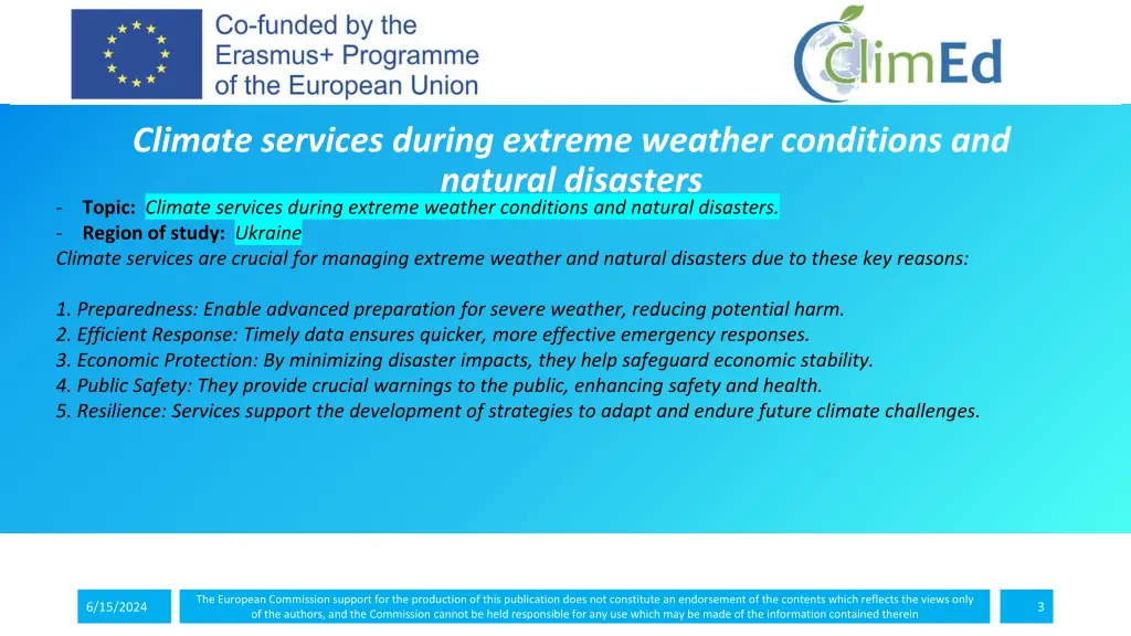 climate services during extreme weather