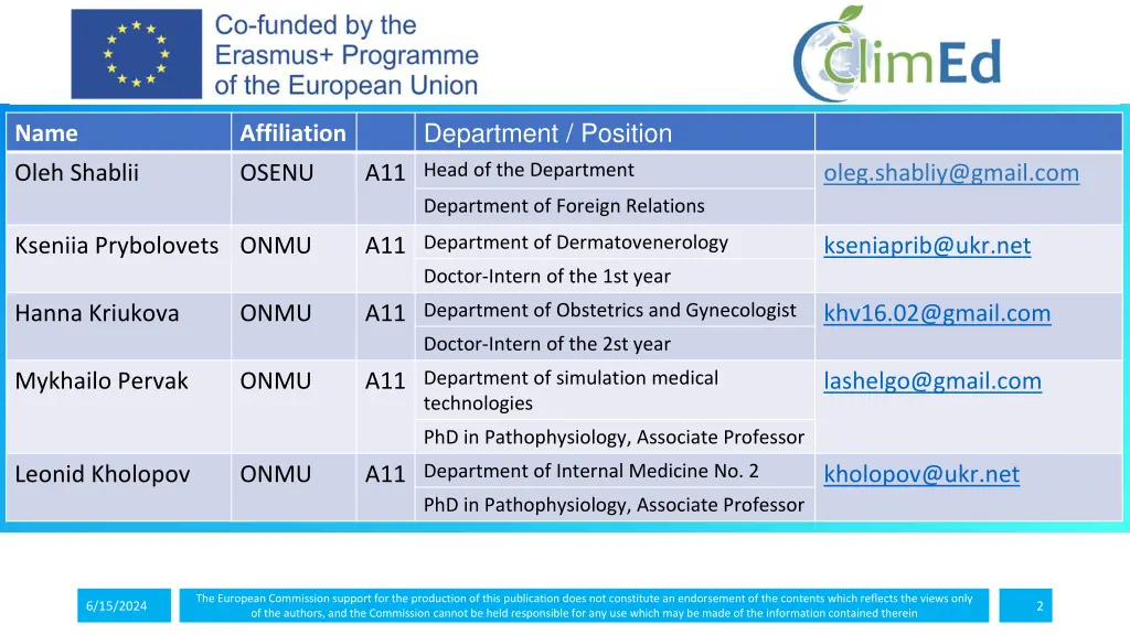 department position