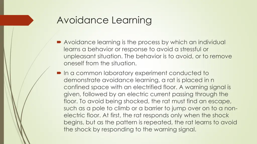 avoidance learning