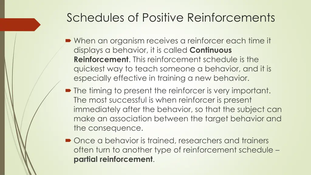 schedules of positive reinforcements
