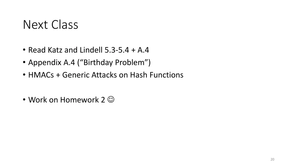 next class