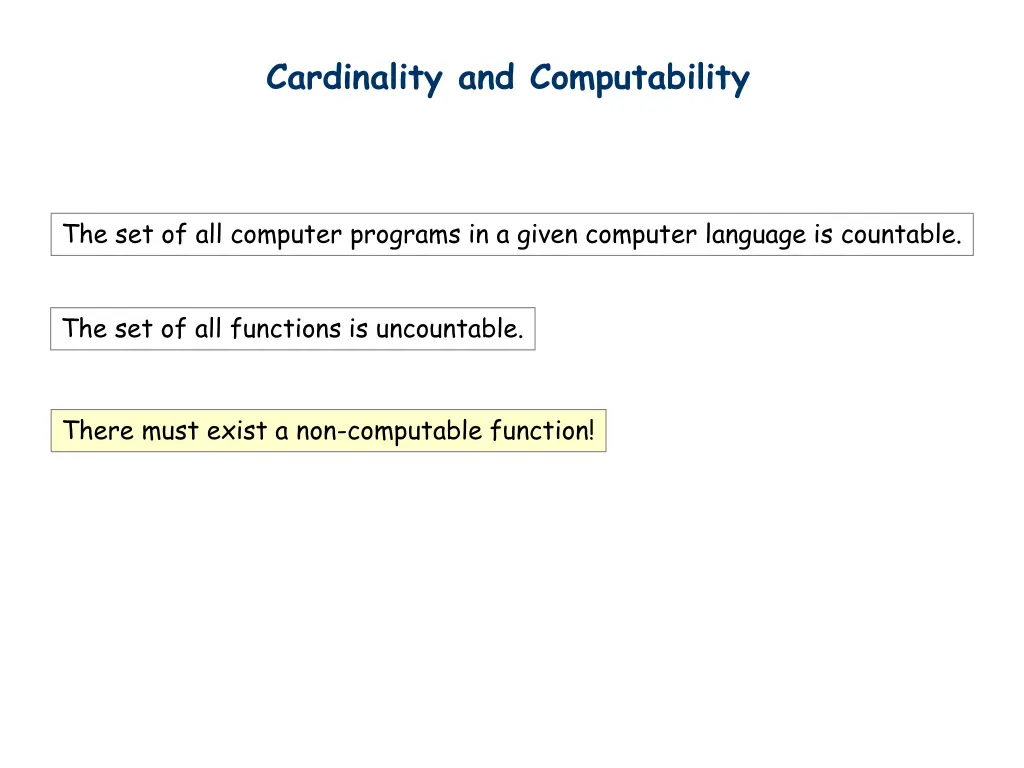 cardinality and computability