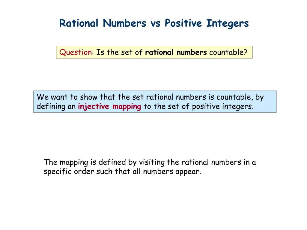 rational numbers vs positive integers