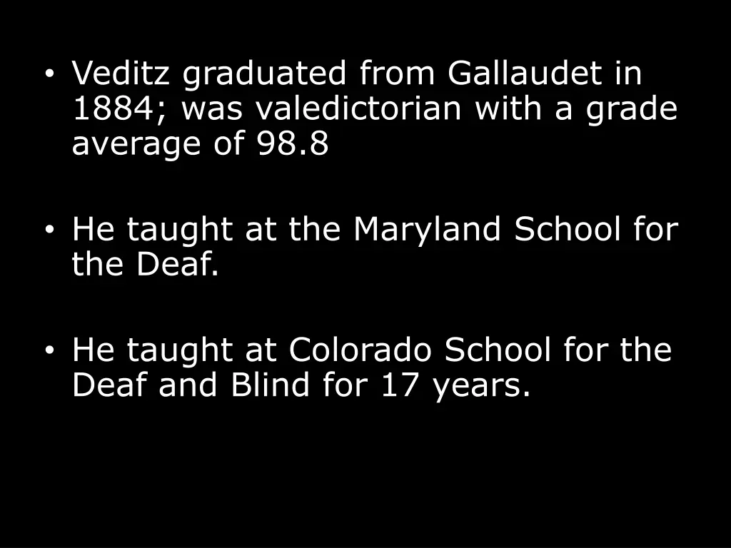 veditz graduated from gallaudet in 1884