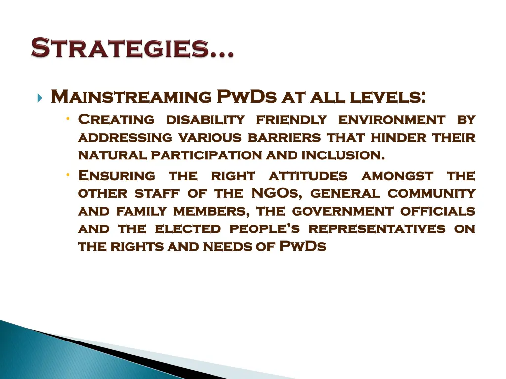 mainstreaming mainstreaming pwds creating