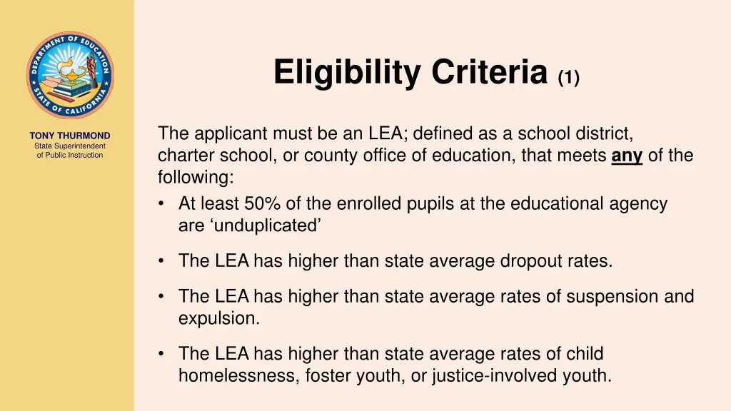 eligibility criteria 1