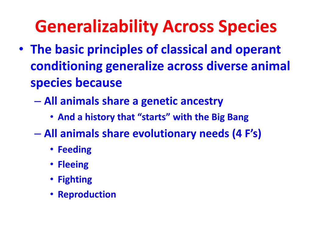 generalizability across species the basic