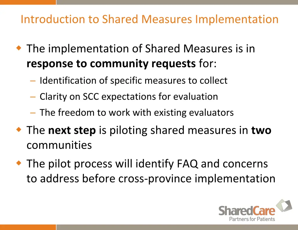 introduction to shared measures implementation
