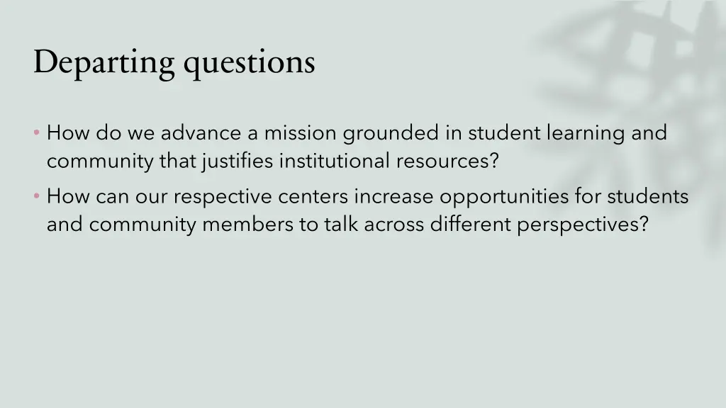 departing questions