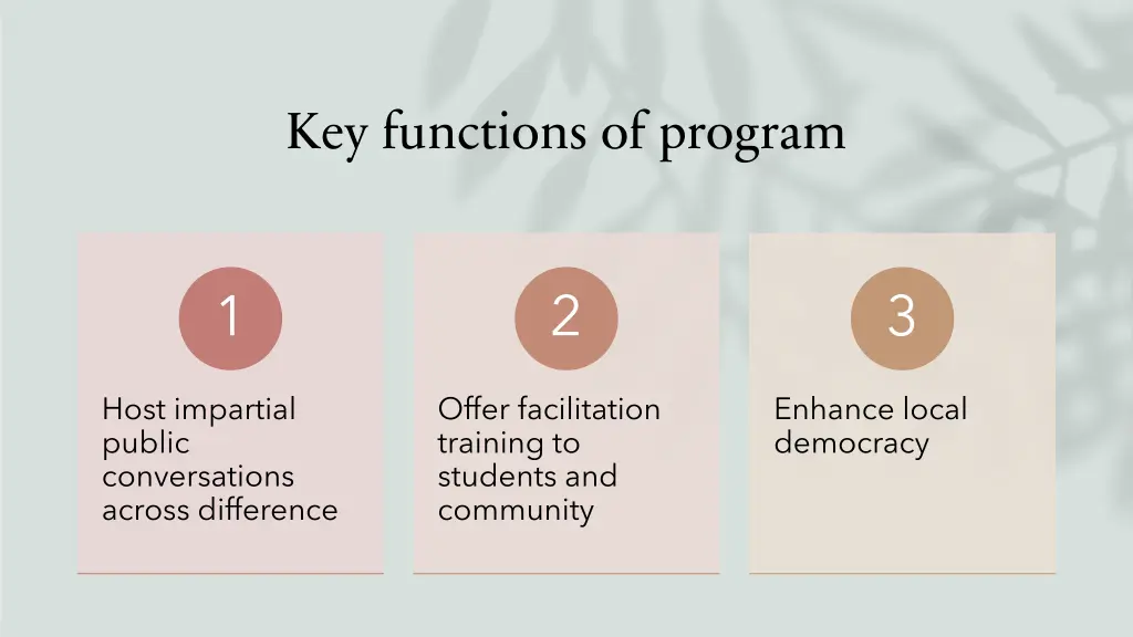 key functions of program