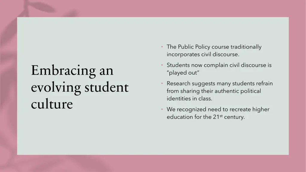 the public policy course traditionally