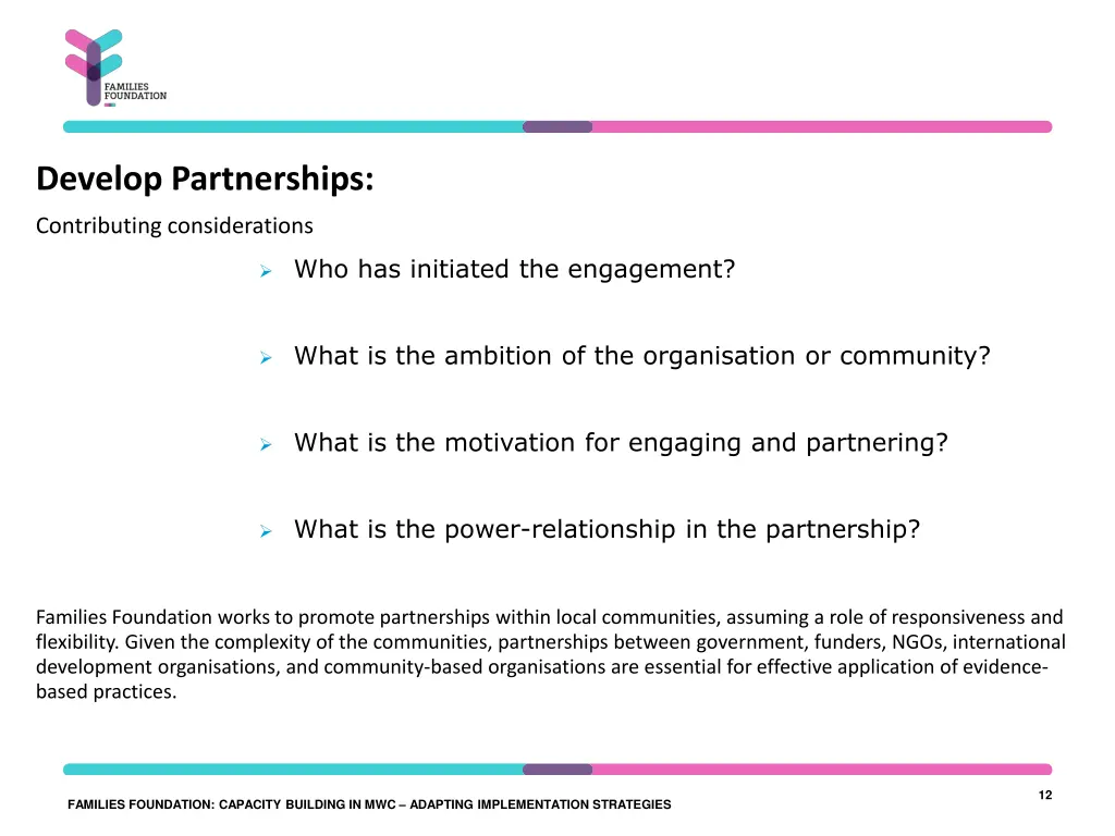 develop partnerships