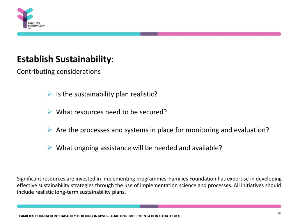 establish sustainability contributing