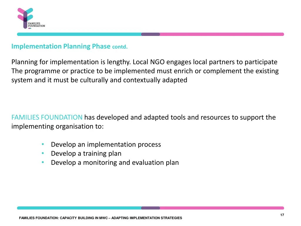implementation planning phase contd