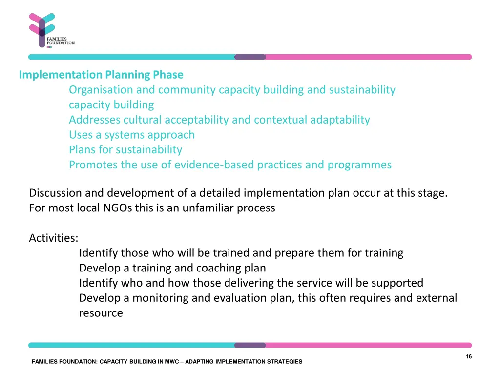 implementation planning phase organisation