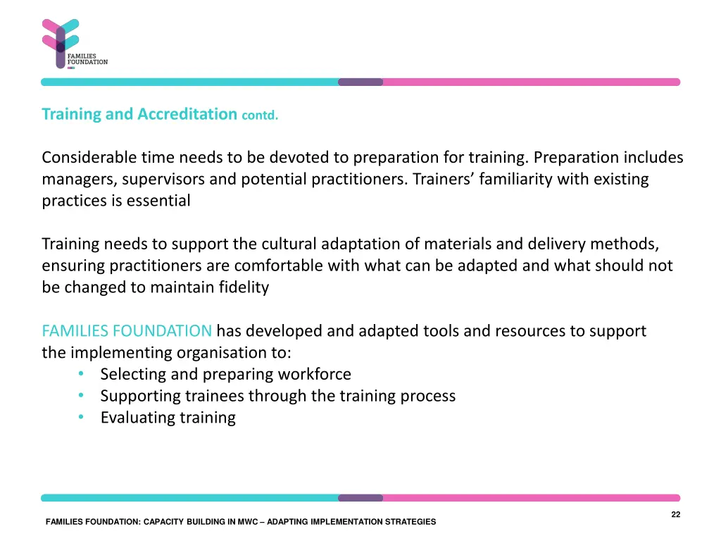 training and accreditation contd