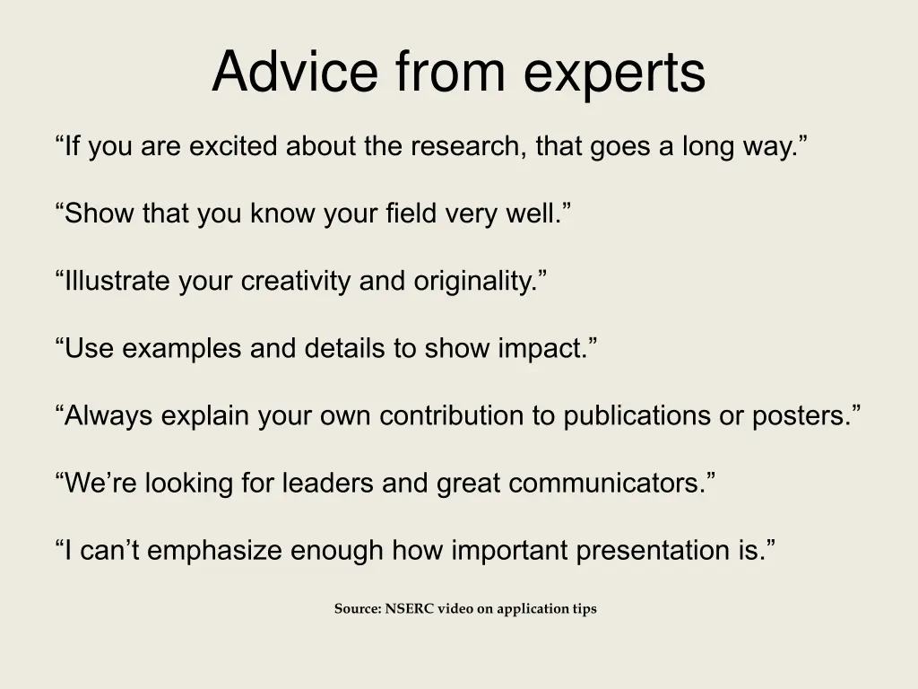 advice from experts