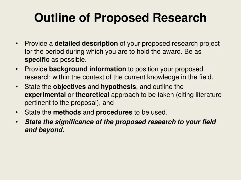 outline of proposed research