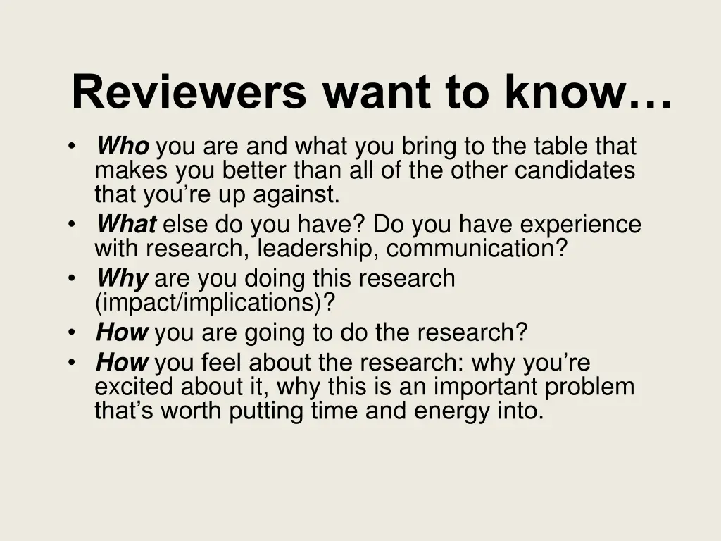 reviewers want to know who you are and what