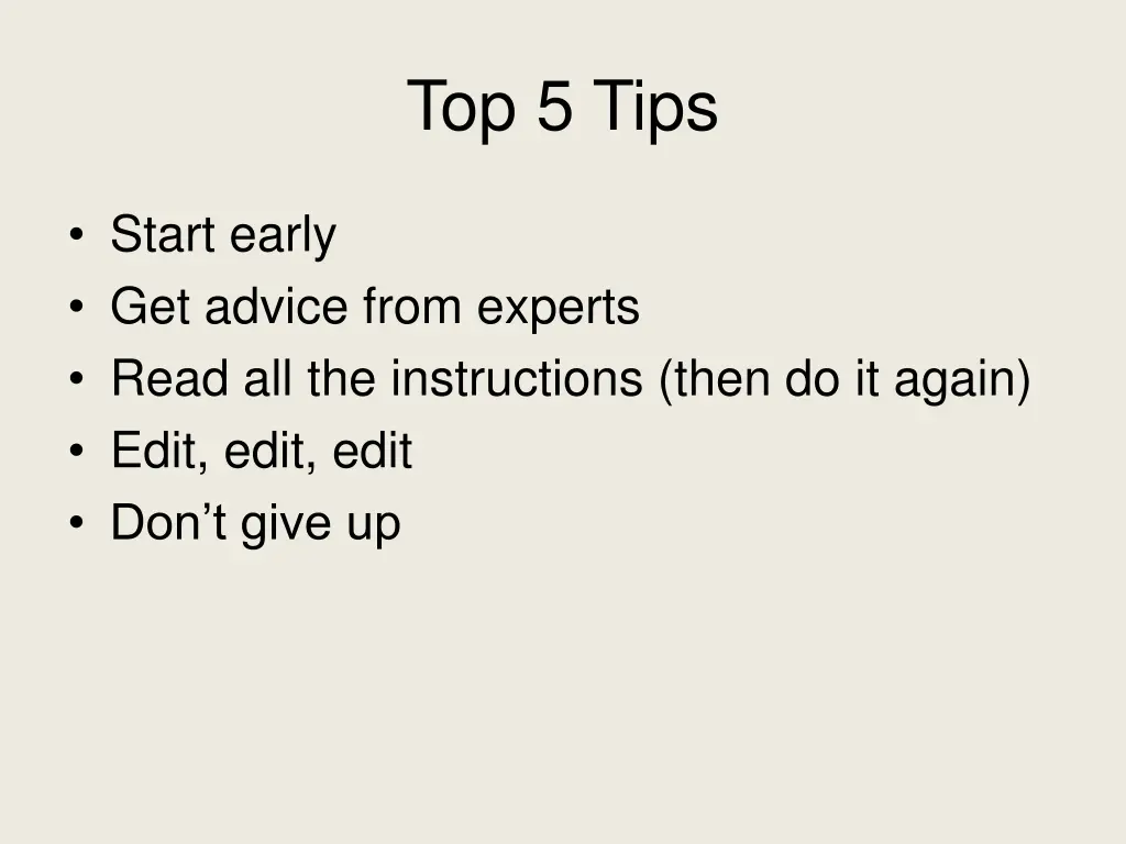 top 5 tips