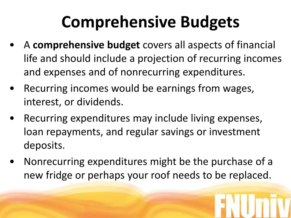comprehensive budgets