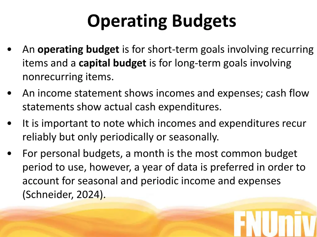 operating budgets